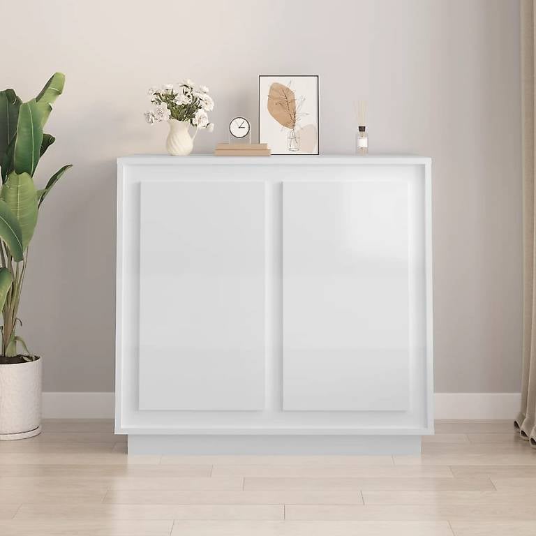 Sideboard Hochglanz-Weiss 80x34x75 cm Holzwerkstoff