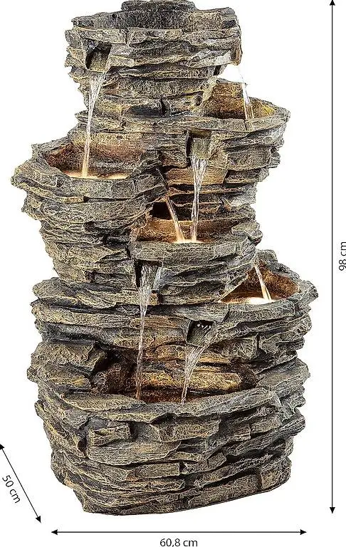 Gartenbrunnen mit LED Beleuchtung Polyresin