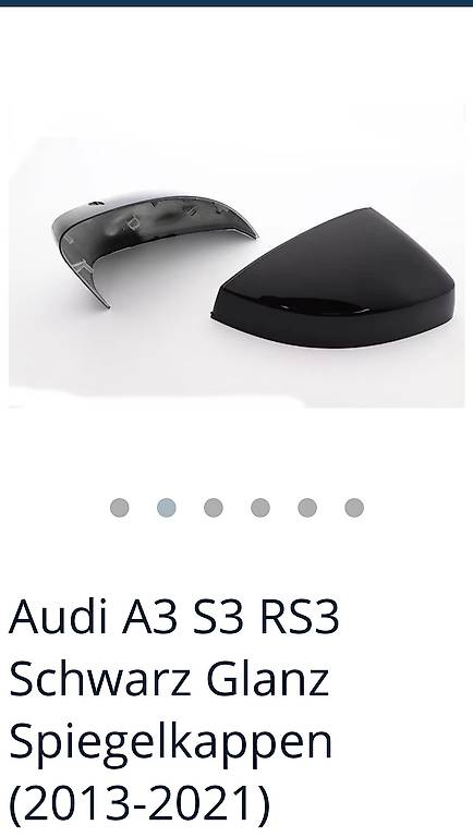 Spiegelkappen rs3 a3 s3 Audi schwarz Glanz