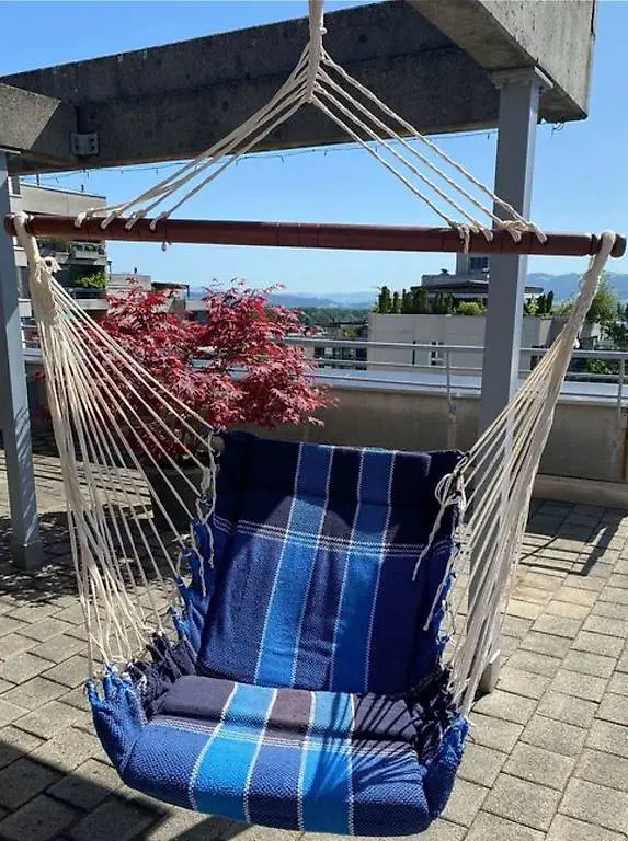 Hängesessel Hängeliege Stoff Schnur Blau