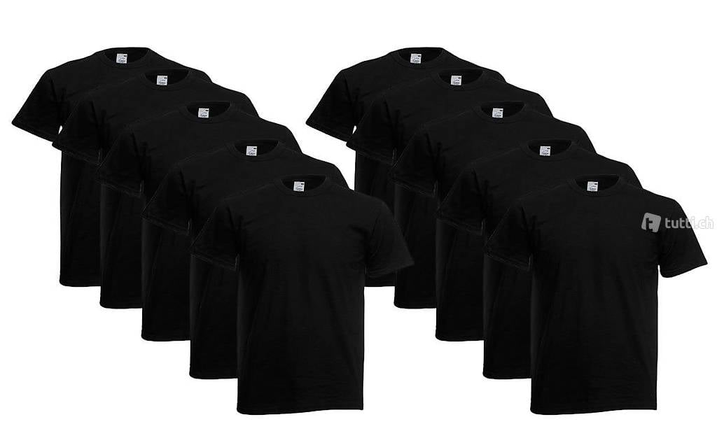  10 Stück T-Shirt Fruit of the Loom schwarz XL Gratisversand