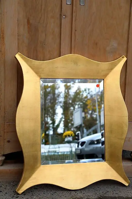 Spiegel rechteckig, goldfarben Facettenschliff