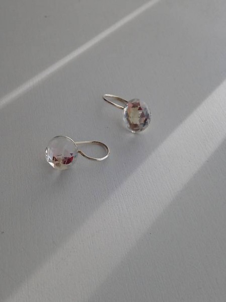 A vendre crochets oreilles Argent 925 cabochon Crystal Swar