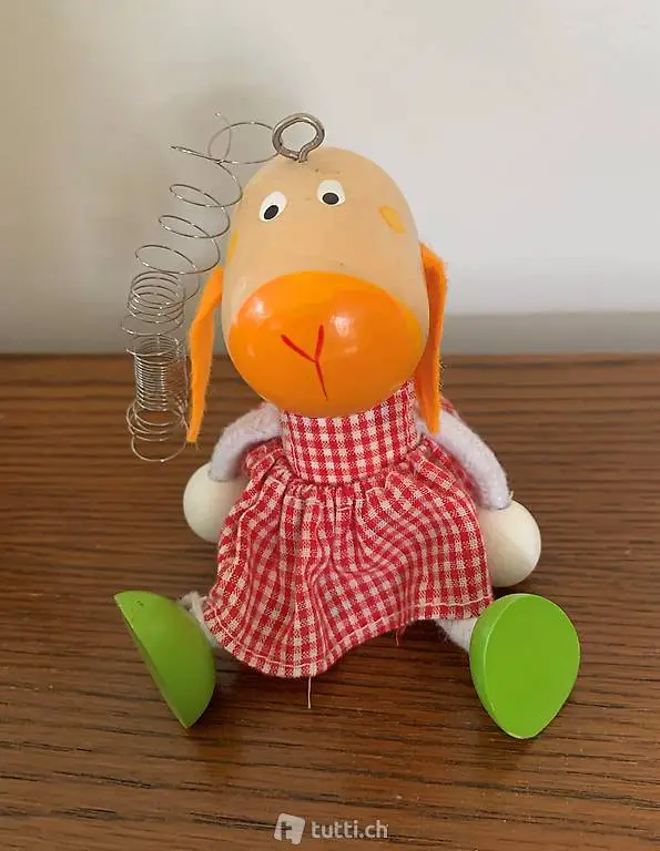 Holz Schaf Dekoration mit Spiralfeder oder zum spielen