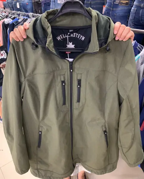 Neue Softshell Jacke tailliert Kapuze L / XL Khaki Grün