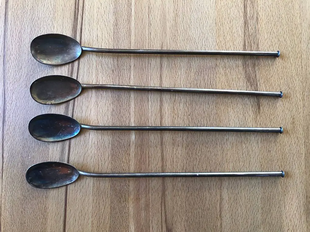 4 Cocktaillöffel versilbert Antik Besteck