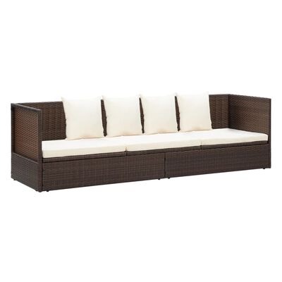 vidaXL Garten-Sofabett mit Kissen Poly Rattan SKU:49392