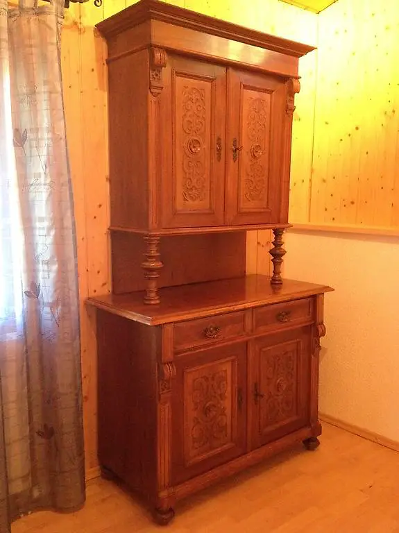 Buffet Schrank Aufsatzschrank Nussbaum Gründerzeit 1880 orig
