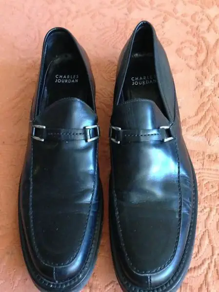 Charles Jourdan schwarze Lederslipper, Grösse: US 10