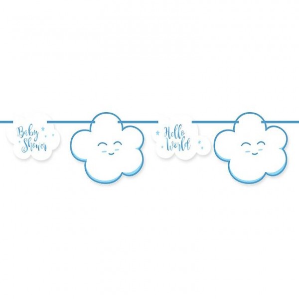 Baby Shower Deko 4 Meter Girlande Wolke blau