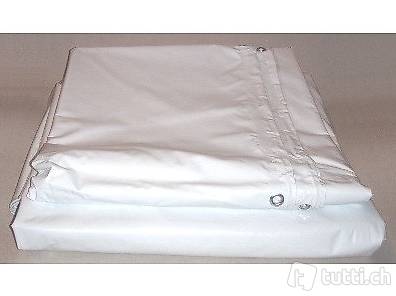  Blache/Abdeckplane 5x9m weiss PVC ca. 500g/m2 mit Oesen