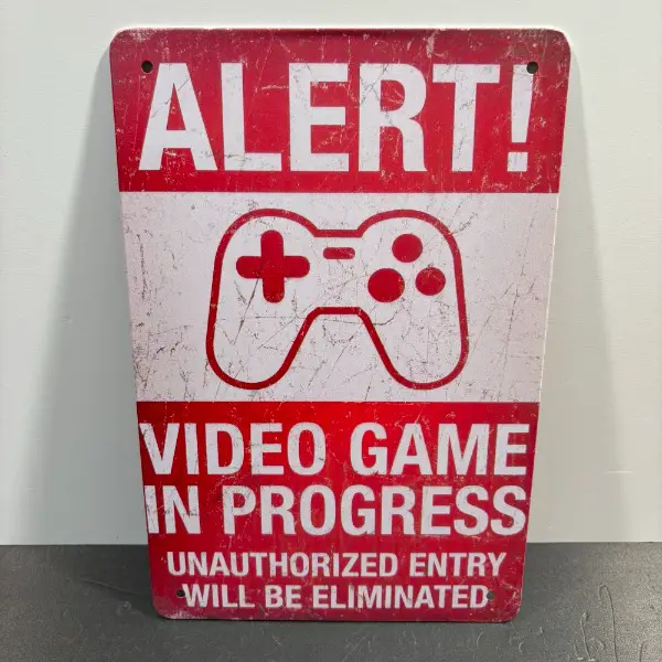 blechschild achtung gefahr video game angry nerd xbox nintendo