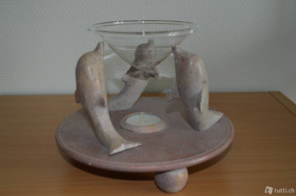 Speckstein-Duftwindlicht, rosa, Delfin - 1