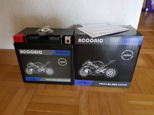 Motorradbatterie, YTX14-BS, neu, AGM