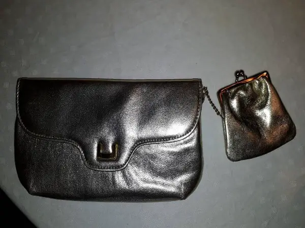Pochette goldfarben mit Münz-Etui, Vintage