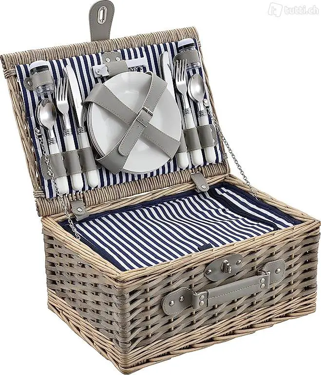  Picknickkorb für 4 Personen Picknick-Set mit Kühltasche
