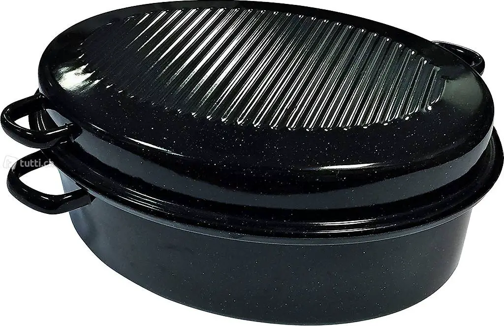  Kasserolle Schmortopf Emaille 42 cm schwarz