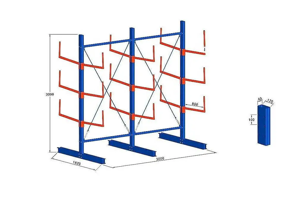 Doppel-Kragarmregal mit Arm 80 cm, Bügelregale - Neu
