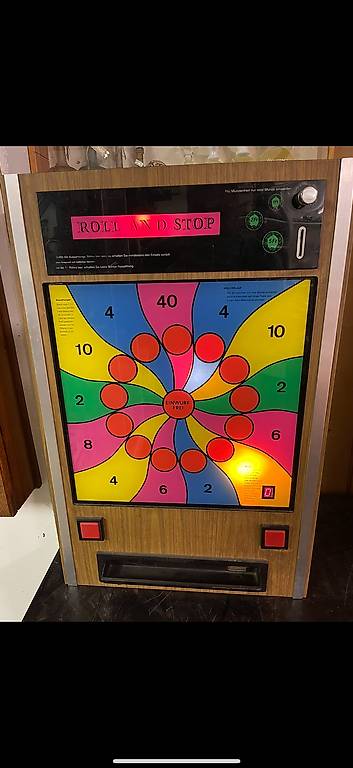 Geldspielautomat Roll and Stop aus den 70 er Jahren 1 2 5.-