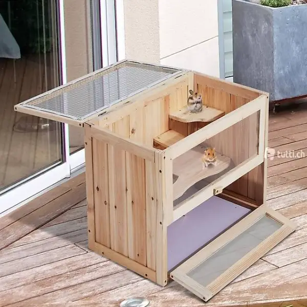  Hamsterkäfig Mäusekäfig Nagerkäfig Holz 60 x 35 x 42cm