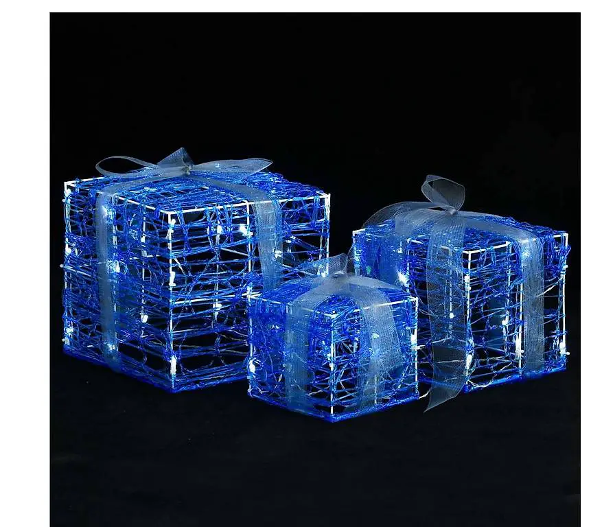 LED-Geschenkboxen 3 Stk. Weihnachtsdekoration Kaltweiss