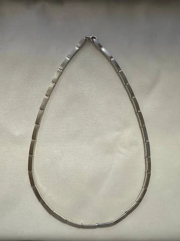 Vintage Silber Halskette -Gliederdesign mit matter Rückseite
