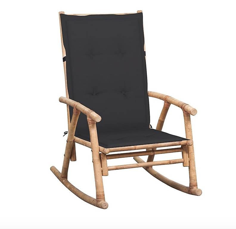 Schaukelstuhl mit Kissen Bambus Antrahzit