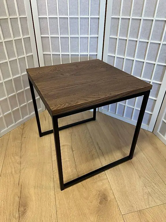 Beistelltisch ANGELA Eiche massiv Met. schwarz 40 x 40 cm