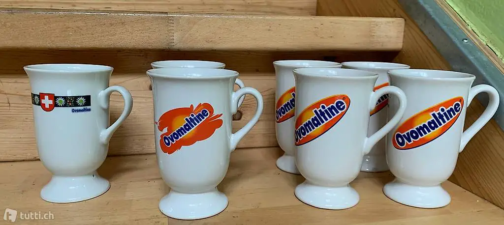 7Stk Henkelbecher Ovomaltine verschiedene Dekors