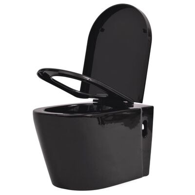  vidaXL Wandmontierte Toilette Keramik SchwarzSKU:244271