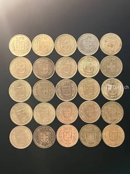 Silbermünzen 25* 5 Franken