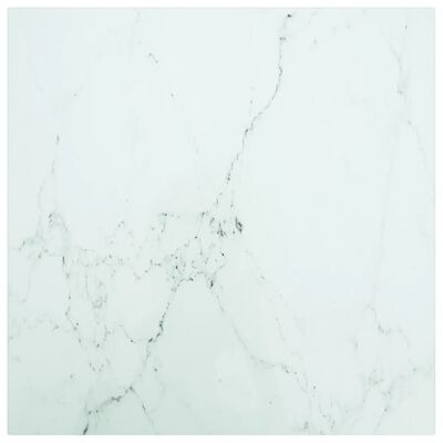  vidaXL Tischplatte Weiss 50x50 cm 6 mm Hartglas in Marmoroptik