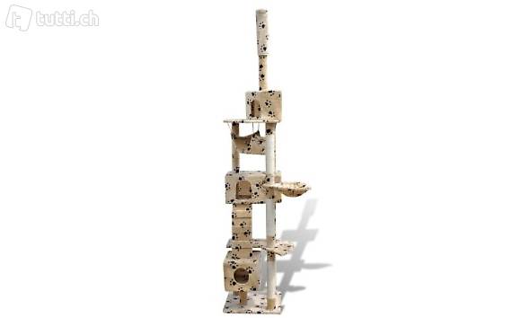  Katzenkratzbaum Kletterbaum 220-240cm Beige Pfotenabdruck