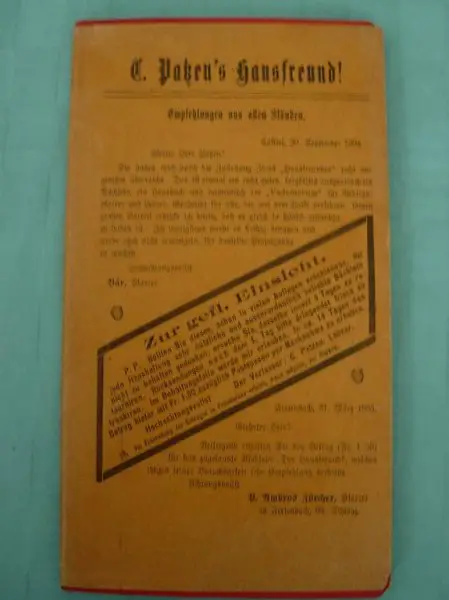 C. Patzen"s Hausfreund 250 Hausmittel 1905 Buch