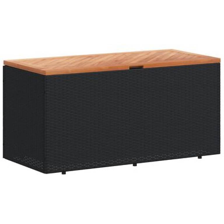 Gartentruhe Schwarz 110x50x54 cm Poly Rattan 28373