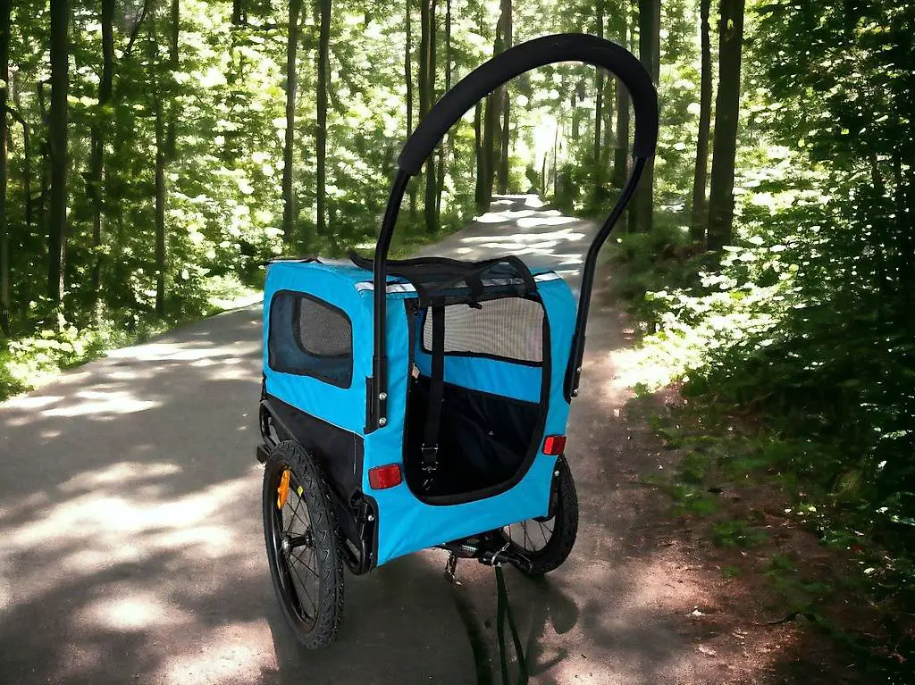 2in1 Velo Fahrradanhänger & Hundewagen auf Rollen BLAU NEU