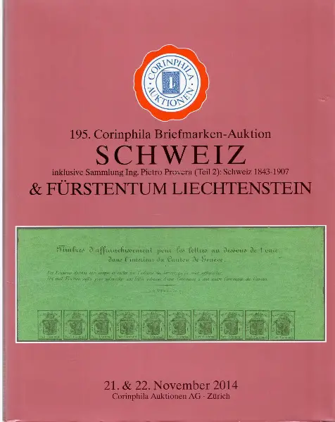 195. Corinphila Briefmarken-Auktion Schweiz plus Fürstentum
