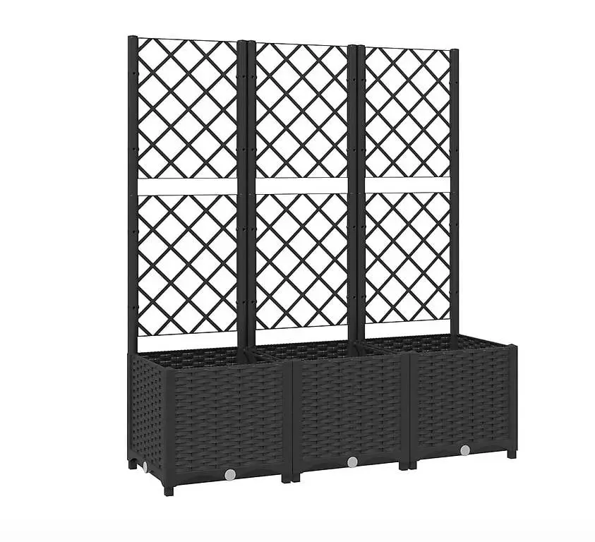 Pflanzkübel mit Spalier Schwarz 120x40x136 cm PP