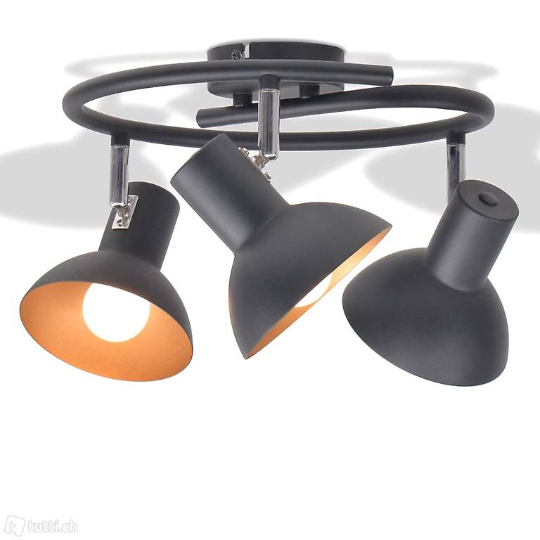  Deckenlampe für 3 Glühbirnen E27 Schwarz und Gold 410
