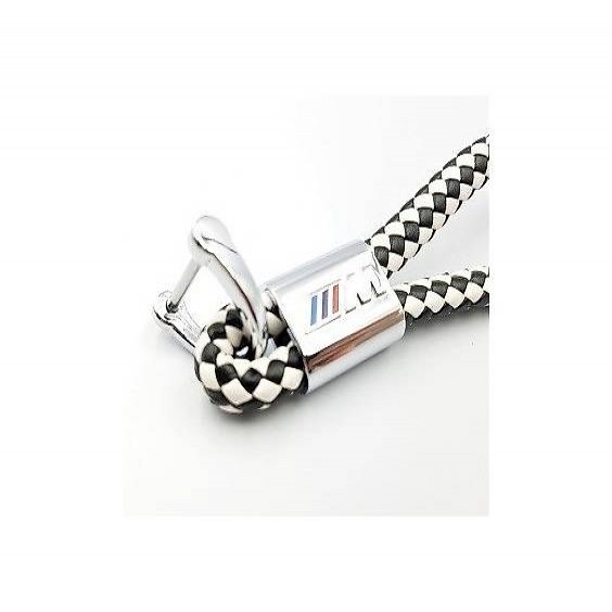  BMW M POWER SCHLÜSSELANHÄNGER LEDER SCHWARZ WEISS MIT GRAVUR