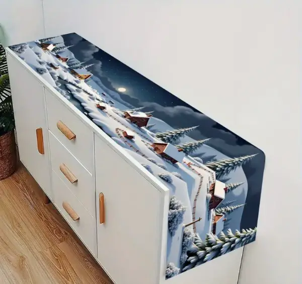 1 Stück Winterdorf Schneenacht Tischläufer