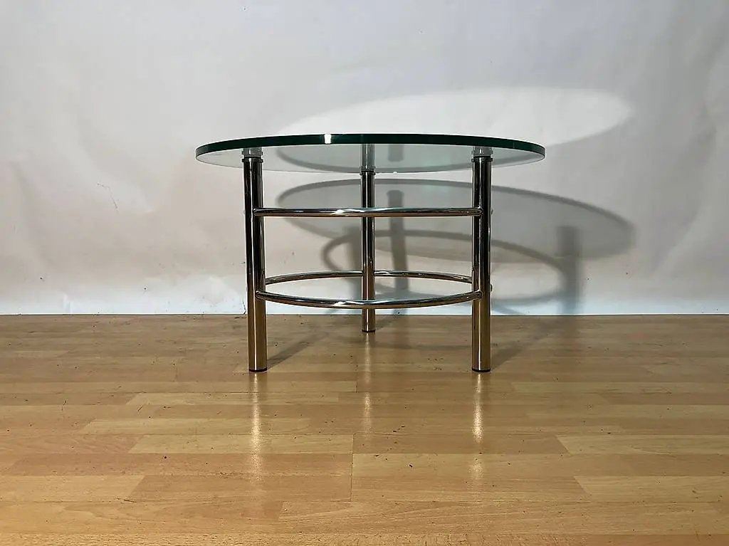 Zanotta Bauhaus Couchtisch mit Glasplatte