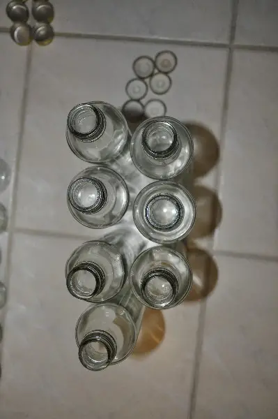 1/2 Liter Glasflasche/Sirupflasche/Essigflasche weiss rund