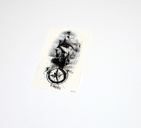 Piratenschiff & Kompass Tattoo-Aufkleber