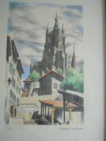 Lithographie Cathédrale de Lausanne
