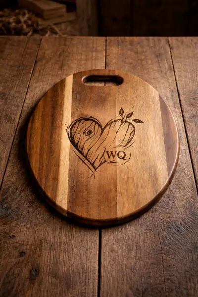 Rundes Schneidebrett aus Nussbaum und Ahorn
