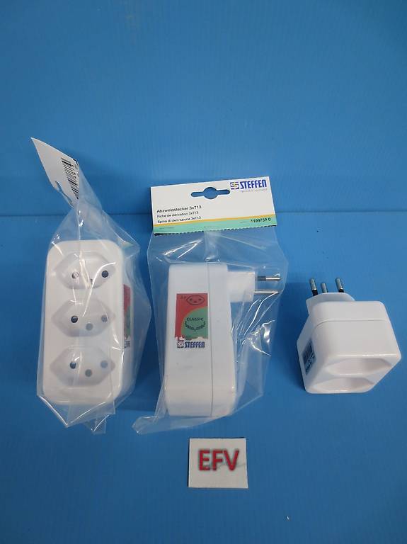 Abzweigstecker Steckerleiste 2 x 3-Fach + 1 x 2-Fach T13 OVP