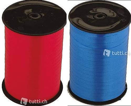 2 x 500 meter Geschenkband, Blau + Rot