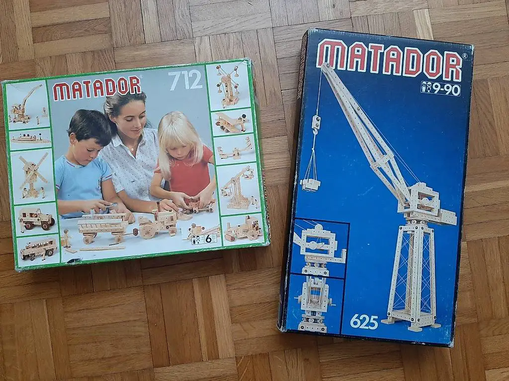 2x Matador Holzbaukästen (Modelle 625 & 712)