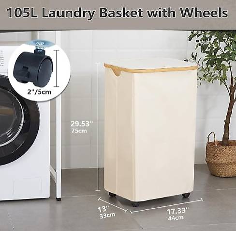 Wäschekorb mit Herausnehmbaren Wäschesack 105L